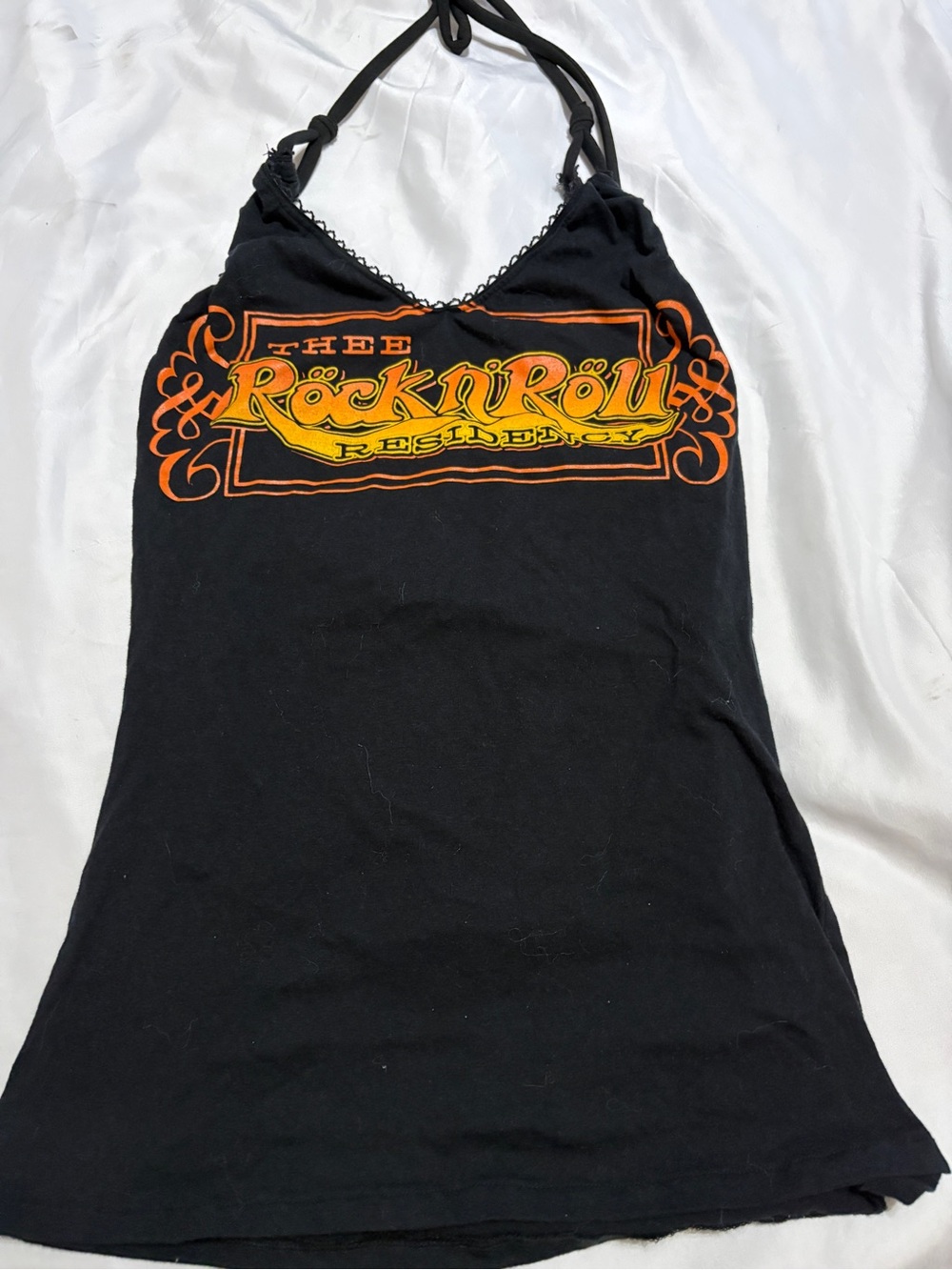 Black Rock 'n' Roll Graphic Halter Tank Top